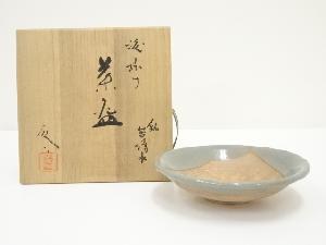 京焼　小川欣二造　渡掛け茶碗（銘：苔清水）（共箱）